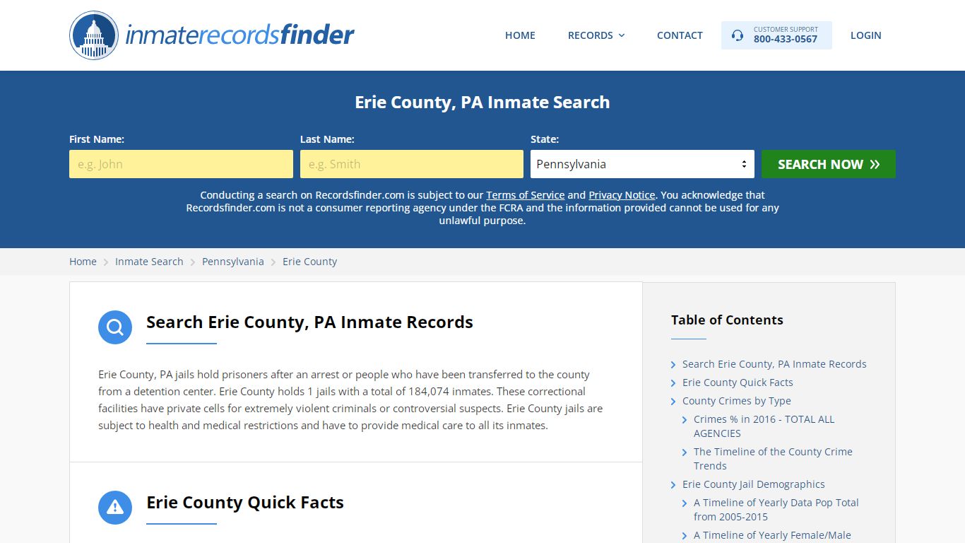 Erie County, PA Inmate Lookup & Jail Records Online